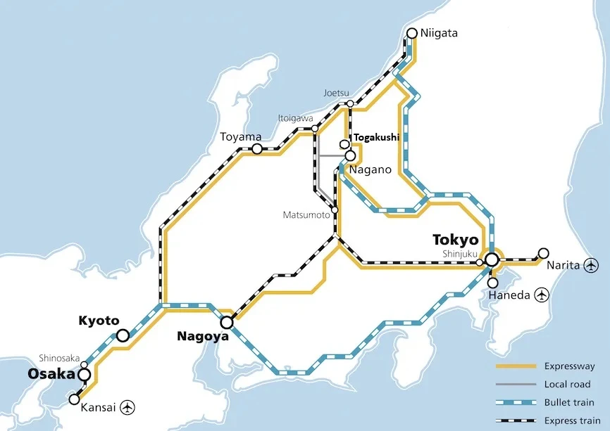 tokyo to nagano, nagano to togakushi
